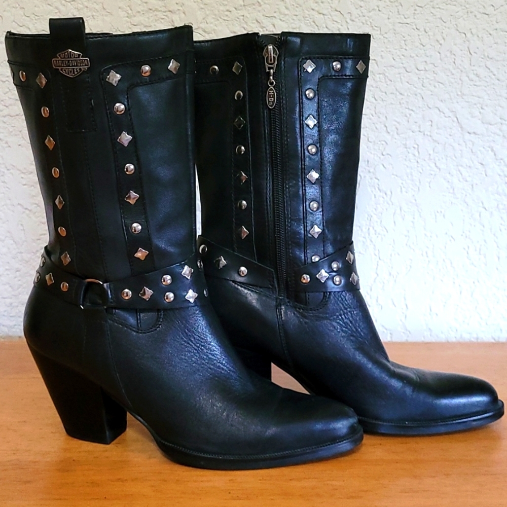 Harley Davidson Women's Boots, Black, Studded, size 6.5